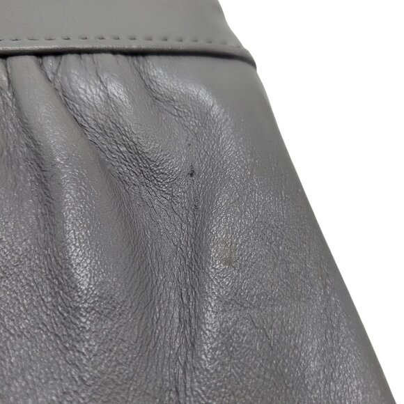 Vintage Gray Faux Leather Clutch Purse With Braided Top & Retractable Strap 10" - Picture 16 of 16